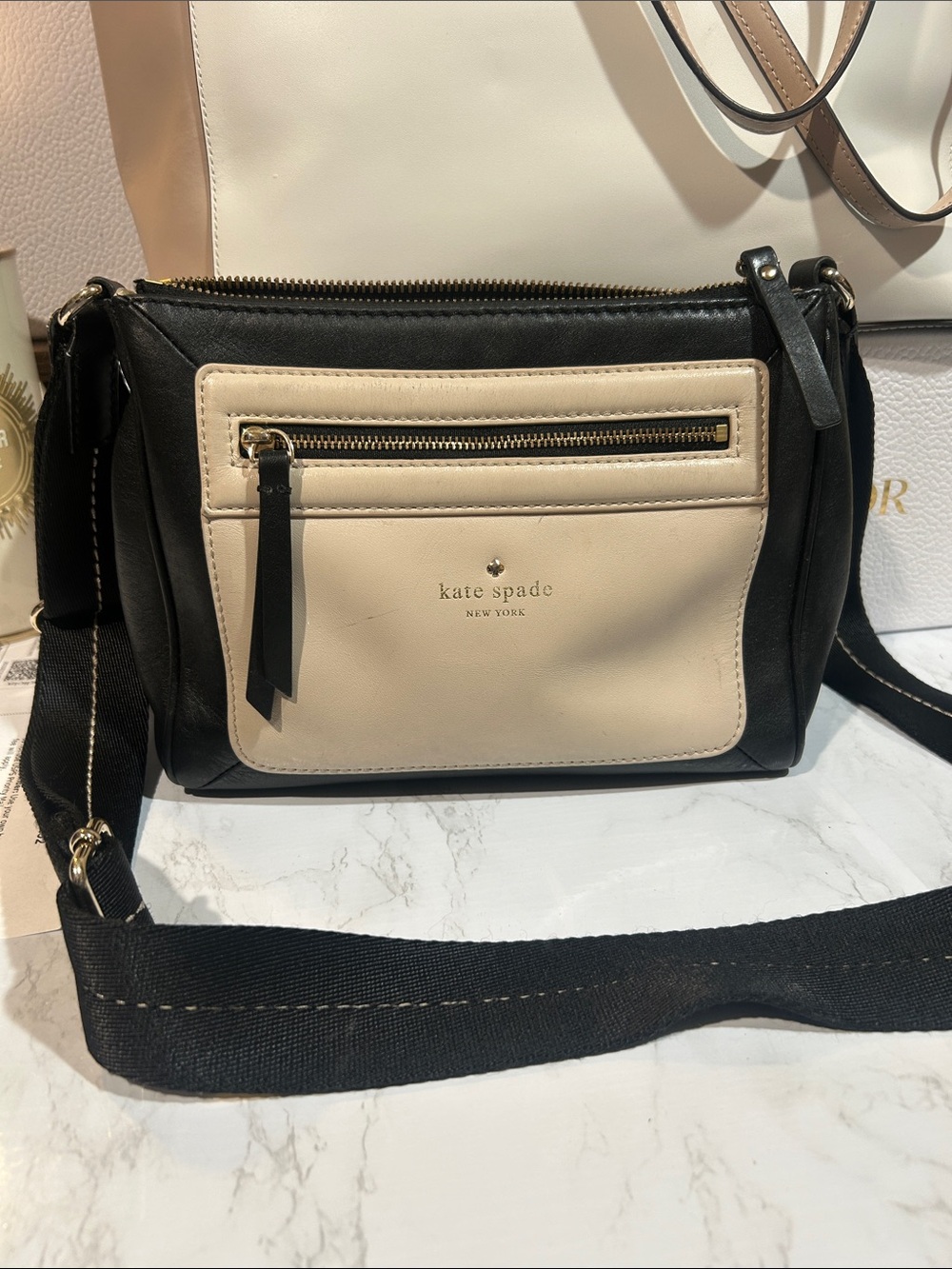 kate spade Black and Cream Leather Crossbody Bag - Picture 2 of 9